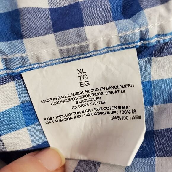 Old Navy Button Down Shirt Blue Check Size XL - Picture 8 of 11